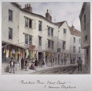 Th Shepherd Gallery: Probably a view of Holywell Street, Westminster, London, c1850
