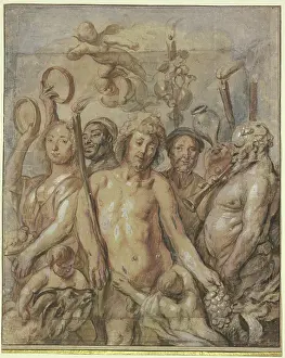 Chalk On Paper Prints: Procession of Bacchus (Triumph of Bacchus). Creator: Jacob Jordaens I