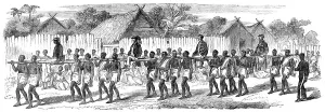 Madagascar Africa Prints: Procession of the British Envoys to Madagascar from the seashore to the Fort of Tamatave