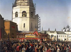Hesse Collection: Procession after the coronation of Tsar Alexander II of Russia, Moscow, 1856. Artist: Jean Sorieul