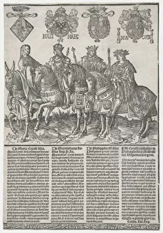 Heraldry Collection: Procession of the Counts and Countess of Holland on Horseback: Mary of Burgundy, Maximilia... 1518