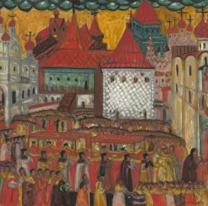 Moveable Feast Prints: Procession of the Cross in Celebration of the Birth of Peter the Great, 1917