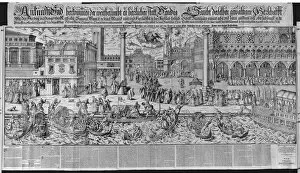Procession of the Doge to the Bucintoro on Ascension Day, with a View of Venice, ca. 1565, ... 1697