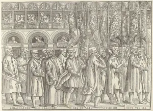 Viewing Prints: Procession of the Doge in Venice, 1556-61. Creator: Matteo Pagano