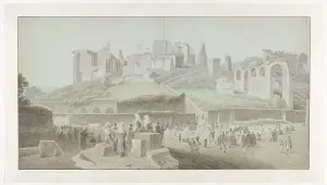 Monte Palatino Prints: A Procession at the Foot of the Palatine Hill in Rome