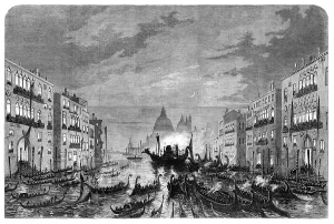 Santa Salute Prints: Procession of funeral gondolas with the body of Daniel Manin