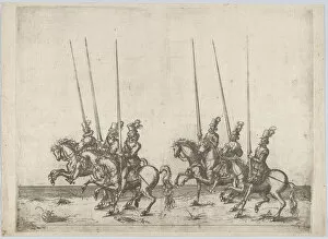 Parade Collection: Procession, with six men riding horses, 16th century. 16th century. Creator: Anon