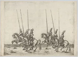 Procession, with six men riding horses, 16th century., 16th century. Creator: Anon Procession, with six men riding horses, 16th century., 16th century. Creator: Anon
