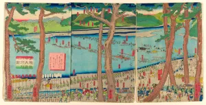 Utagawa Kenjiro Prints: Procession of Minamoto no Yoritomo across the Oi River (Minamoto Yoritomo ko Oikawa)