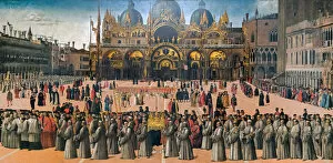Doge Collection: Procession in the Piazza San Marco in Venice, 1496. Creator: Bellini, Gentile (ca