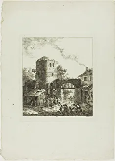 Salomon Gesner Prints: Procession through a Rustic Gate, 1764. Creator: Salomon Gessner