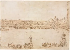 1712 1793 Prints: A Procession of Triumphal Cars in the Piazza San Marco, Venice, Celebrating the Visit