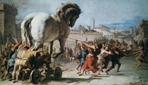 Hazardous Gallery: The Procession of the Trojan Horse into Troy, c1760. Artist: Giovanni Battista Tiepolo