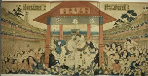 Onlookers Collection: Procession of Wrestlers for a Fundraising Match (Kanjin ozumo dohyo-iri no zu)