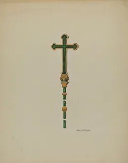 Hoffman William Prints: Processional Cross, c. 1936. Creator: William Hoffman
