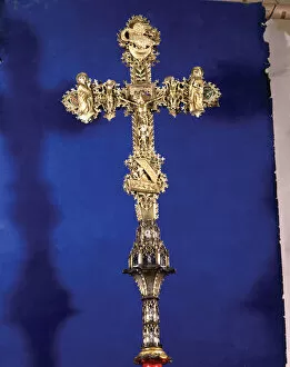 Images Dated 26th March 2007: Processional Cross (front). Silver gilt and enamelled with sculptural applications