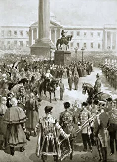 Charing Cross Collection: The proclamation of peace at Charing Cross, London, April 1856 (1901). Artist: G Amato