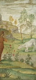 Mural Gallery: Procris and the Unicorn, c. 1520 / 1522. Creator: Bernardino Luini