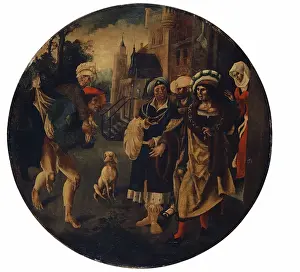 Wealthy Prints: The prodigal son, burdened with poverty, is turned away from a rich man's door, c1520