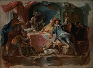 Feasting Prints: The Prodigal Son Wasting his Inheritance, 1724-1761. Creator: Johann Wolfgang Baumgartner
