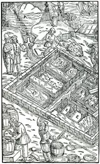 Brine Gallery: Producing salt by evaporating sea water in salt pans, 1556
