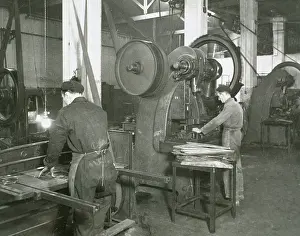Production line of a company who manufacture motorcycle components, Barcelona, Spain, 1945. Creator: Unknown