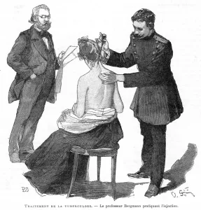 Heinrich Hermann Robert Koch Prints: Professor Bergmann injecting a tuberculosis patient, 1891