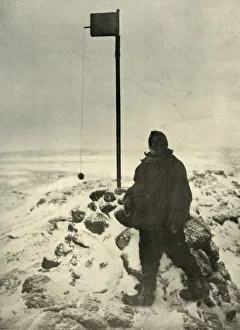 Mawson Prints: Professor David Standing By Mawsons Anemometer, c1908, (1909)