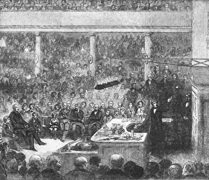 Professor Faraday lecturing at the Royal Institute...1856, (1901). Creator: Unknown Professor Faraday lecturing at the Royal Institute...1856, (1901). Creator: Unknown