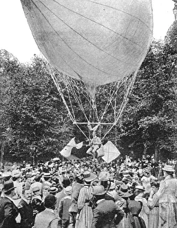 Ballooning Prints: Professor Myers Air Bicycle, 1891. Creator: Unknown