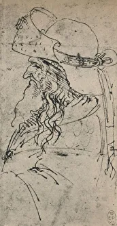 Sketchbook Prints: Profile to the Left of an Old Man in a Large Hat, c1480 (1945). Artist: Leonardo da Vinci