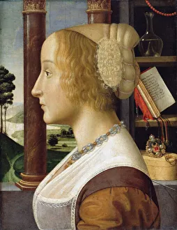 Profile Portrait of a Young Woman. Artist: Ghirlandaio, Davide (1452-1525) Profile Portrait of a Young Woman. Artist: Ghirlandaio, Davide (1452-1525)