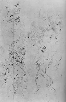 Royal Library Prints: Profiles of Men and Half-Length of a Girl, c1490 (1945). Artist: Leonardo da Vinci
