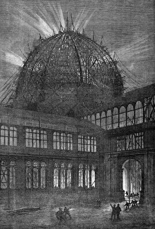 Progress of the International Exhibition Building: Night effect of the Western Dome... 1862. Creator: M Jackson
