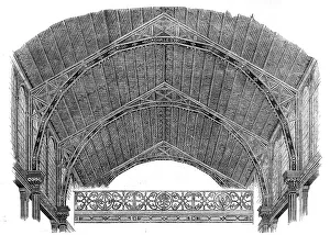 Progress of the International Exhibition Building: ornamentation of roof and railing of... 1862. Creator: Unknown