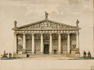 Quarenghi Prints: Project of the riding hall for the Imperial Horse Guards in Saint Petersburg