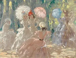 Umbrella Prints: At the Promenade. Creator: Icart, Louis Justin Laurent (1888-1950)
