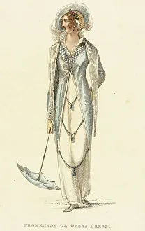 Promenade or Opera Dress, 1810. Creator: Rudolph Ackermann