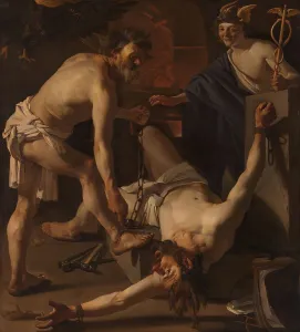 Chained Prints: Prometheus Being Chained by Vulcan, 1623. Creator: Dirck van Baburen
