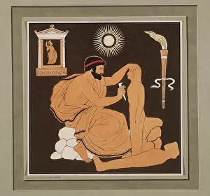 1832 Prints: Prometheus molds man from clay, c1832. Creator: Philipp Veit