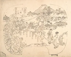 Images Dated 22nd October 2020: Proof Line-Block Print for Fan, 19th century. Creator: Sadahide Utagawa