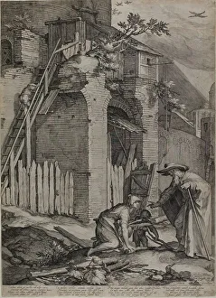 Bloemaert Abraham Prints: The Prophet Elie Arriving at the House of Sareptas Widow, 1604. Creator: Jan Saenredam