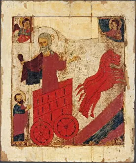 Elijah Gallery: The Prophet Elijah and the Fiery Chariot, 13th century. Artist: Russian icon