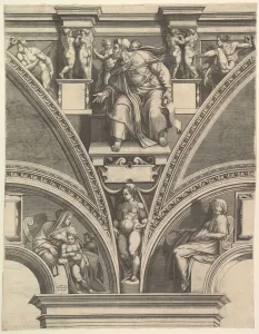 Simoni Prints: The Prophet Ezekiel; from the series of Prophets and Sibyls in the Sistine Chapel