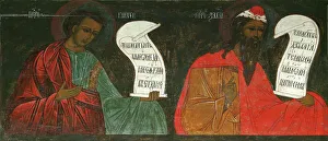 The Prophets Micah and Zechariah, 16th century. Artist: Russian icon The Prophets Micah and Zechariah, 16th century. Artist: Russian icon