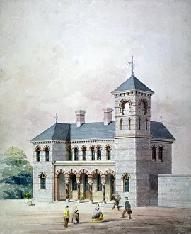 Train Station Prints: Proposed design for Forest Hill Station, Lewisham, London, 1851. Artist