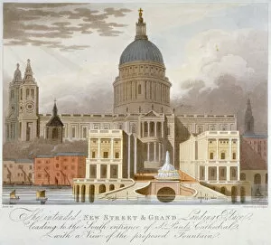 Town Planning Gallery: Proposed riverfront access to St Pauls Cathedral, City of London, 1826. Artist
