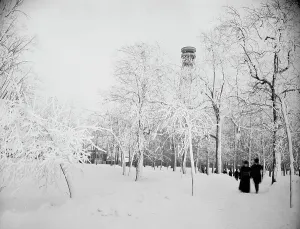 Niagara New York State United States Prints: Prospect Park, Niagara, in winter, between 1880 and 1901. Creator: Unknown