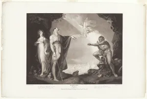 Caliban Prints: Prospero, Miranda, Caliban and Ariel, 1797. Creator: Jean Pierre Simon