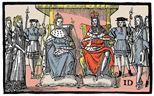 Woodcut Watercolour Prints: The Protestants Joy: or, An Excellent New Song on the Glorious